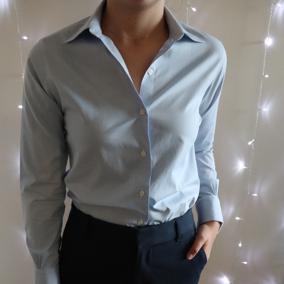 Brooks Brothers Tops - Brooks Brothers Fitted Baby Blue Button Down